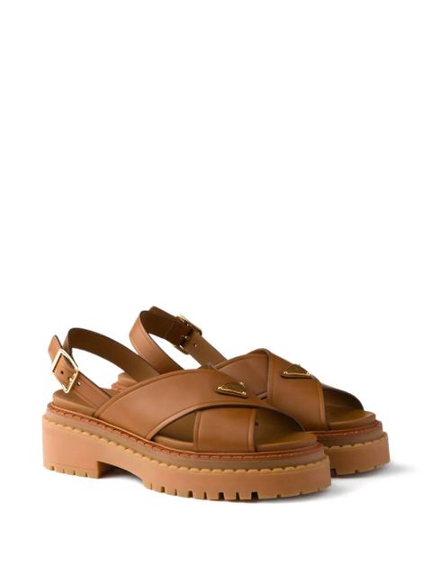 Prada buckle-fastening platform sandals - Brown - zdjęcie produktu nr 2