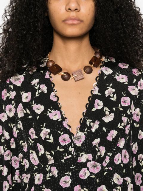 TWINSET floral-print V-neck mini dress - Black