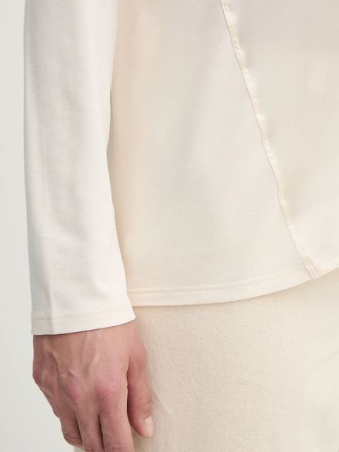 BOSS Green bluzka z domieszką jedwabiu damska kolor beżowy gładka 50541888