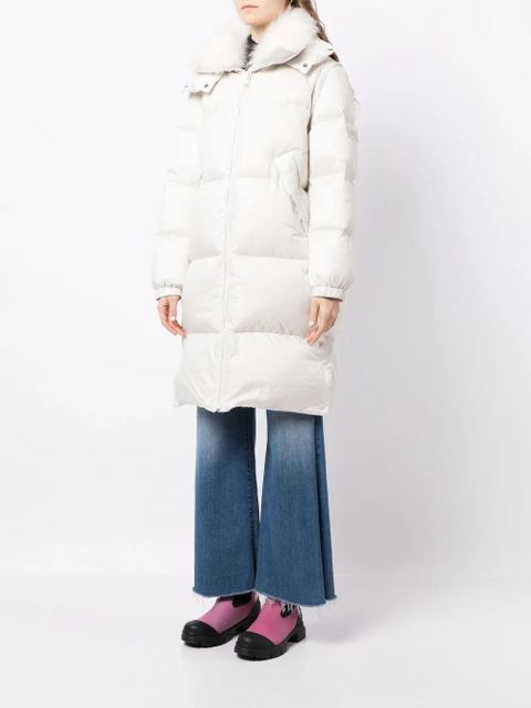 Yves Salomon padded-design zipped coat - White