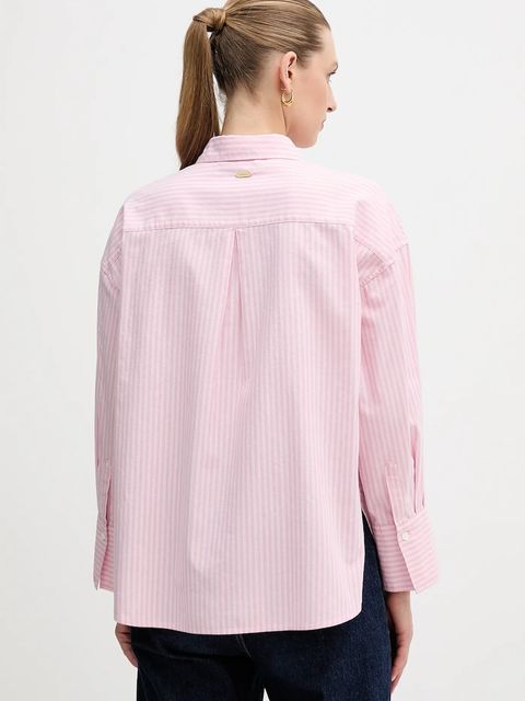 Barbour koszula z dodatkiem bawełny Rosie damska kolor różowy relaxed z kołnierzykiem klasycznym LSH1721