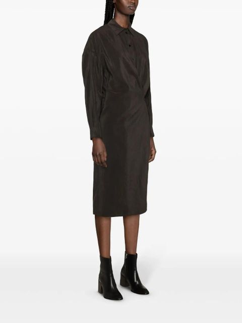 LEMAIRE asymmetric midi shirtdress - Brown