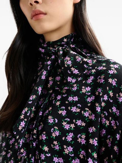 Essentiel Antwerp high-neck floral-print midi dress - Black