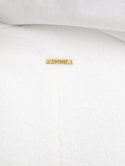 Twinset spodnie dresowe z domieszką wełny damskie kolor biały gładkie 252LL3EBB