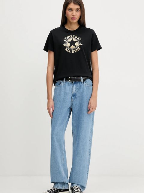 Converse t-shirt bawełniany damski kolor czarny CVW5T845 - zdjęcie produktu nr 2