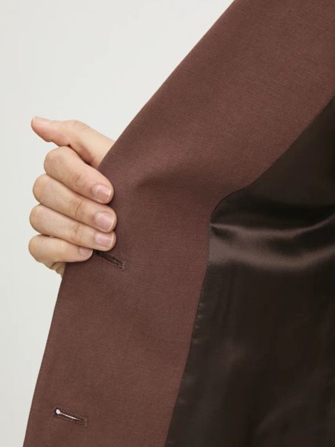 Answear.LAB marynarka taliowana z chustą kolor brązowy jednorzędowa gładka