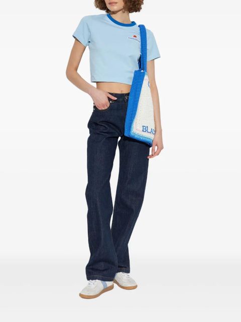 Casablanca Montagne contrasting-trim cropped T-shirt - Blue - zdjęcie produktu nr 2