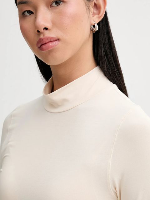 G-Star longsleeve kolor beżowy z półgolfem D27968-E299