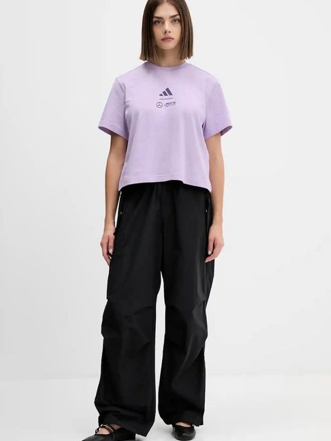 adidas t-shirt bawełniany x Mercedes damski kolor fioletowy JX8816