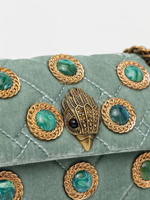 Kurt Geiger London torebka welurowa VELVET MINI KENSINGTON kolor zielony 5018373789