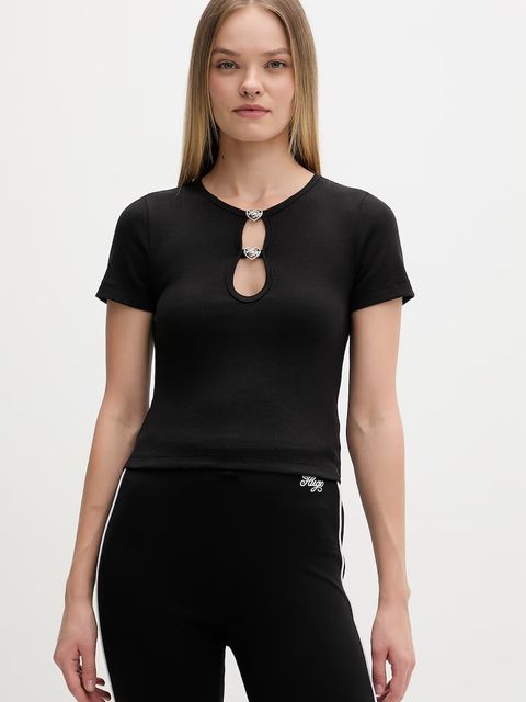 HUGO Blue T-shirt damski Diheart_B - zdjęcie produktu nr 1