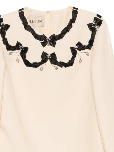 Valentino Garavani bow-embellished crystal-pendant dress - Neutrals