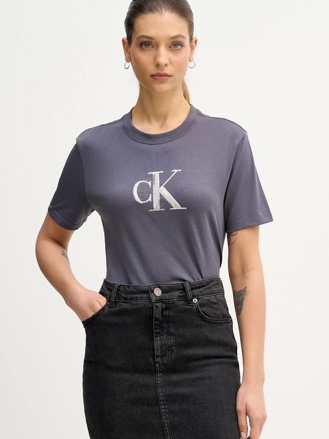 Calvin Klein Jeans t-shirt bawełniany damski kolor szary LV044E215G - zdjęcie produktu nr 1