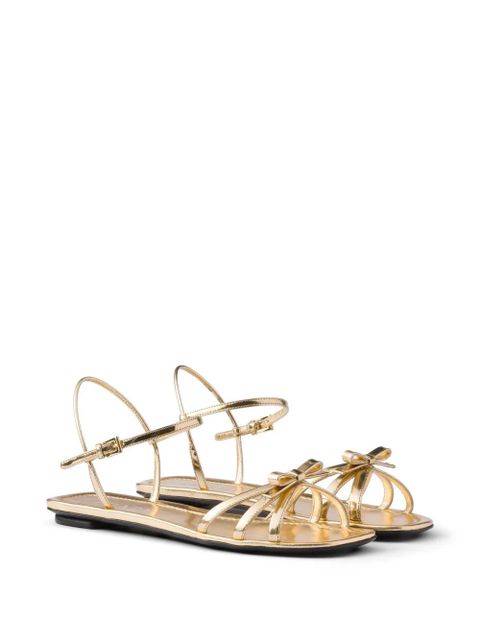 Prada flat metallic leather sandals - Gold - zdjęcie produktu nr 2