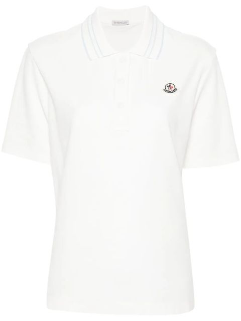 Moncler appliqué-logo cotton polo shirt - Neutrals - zdjęcie produktu nr 1