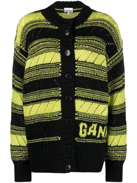 GANNI stripe-pattern knitted cardigan - Black - zdjęcie produktu nr 1