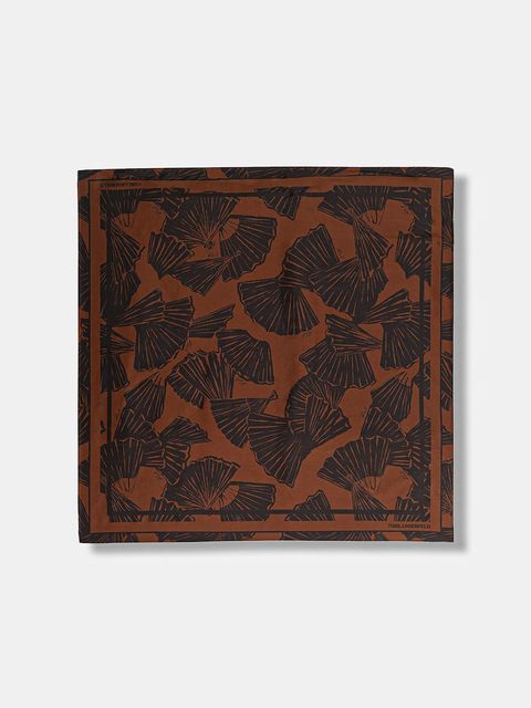 Karl Lagerfeld apaszka jedwabna K/SIGNATURE damska kolor brązowy wzorzysta B1W33024 - zdjęcie produktu nr 1