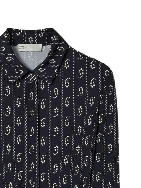 Tory Burch paisley-print belted shirtdress - Blue - zdjęcie produktu nr 2