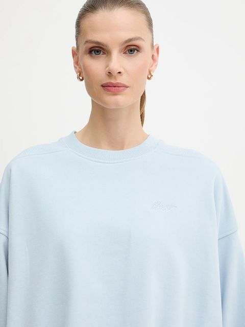 BOSS Orange bluza bawełniana damska kolor niebieski gładka 50554908