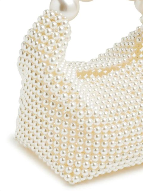 Vanina beaded top-handle bag - White
