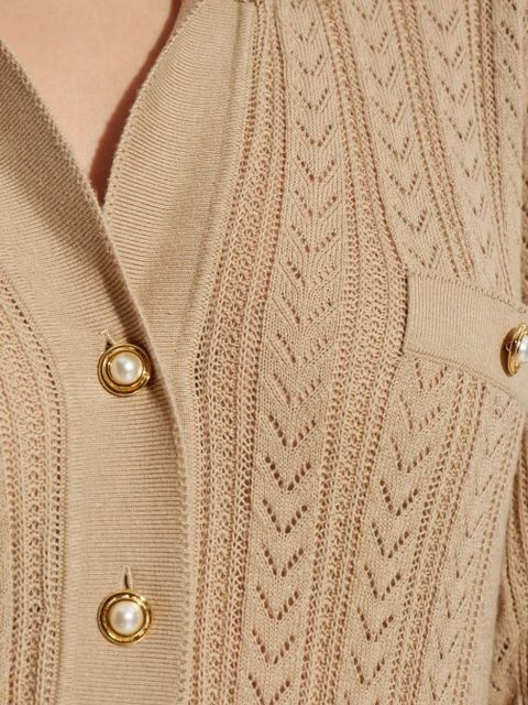 Alessandra Rich cable-knit button cardigan - Neutrals