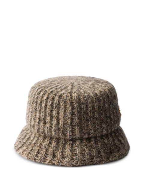 Prada logo-detail knit bucket hat - Brown - zdjęcie produktu nr 2