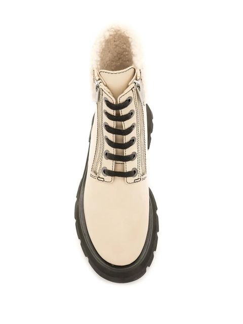 3.1 Phillip Lim shearling-trimmed leather ankle boots - Neutrals