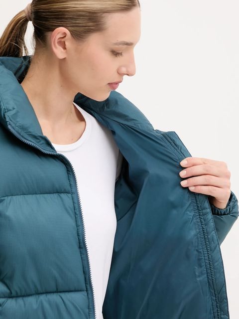 Columbia kurtka Puffect Colorblock kolor turkusowy zimowa 2088501