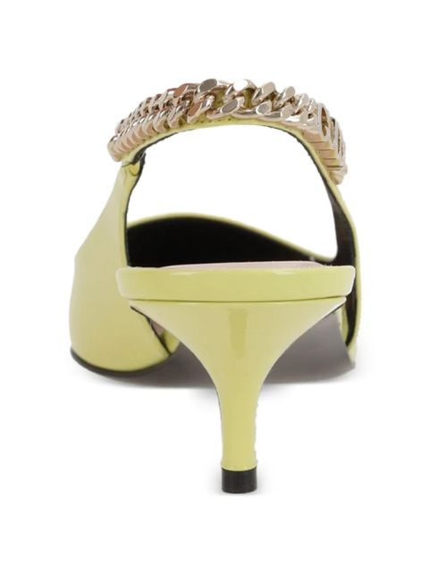 Gucci 45mm Signoria chain-embellished slingback pumps - Yellow