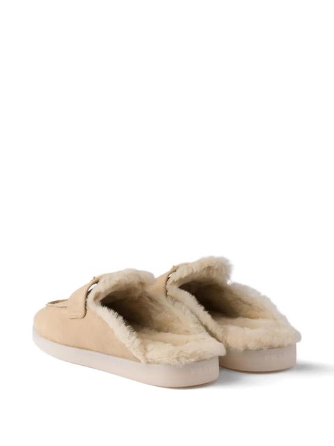 Prada suede shearling loafers - Neutrals