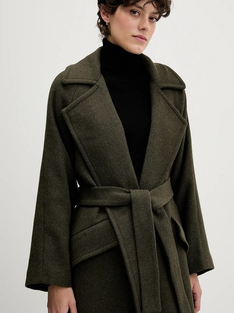 Sandro Ferrone płaszcz z dodatkiem wełny kolor zielony S18YBFRADA