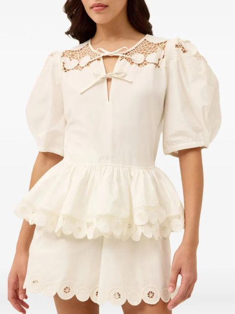 Marie Oliver Betty lace scalloped shorts - White