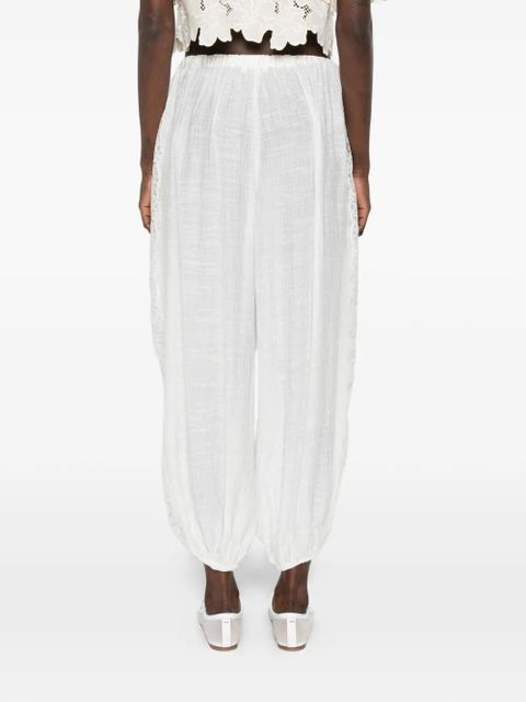 SANDRO Aya lace-detail trousers - White