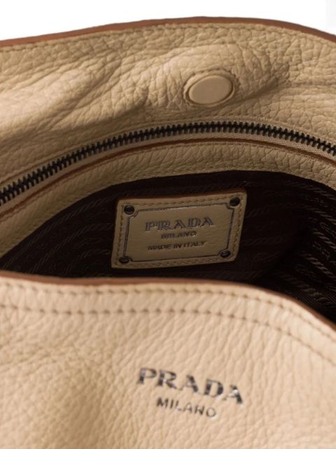 Prada large leather tote bag - Neutrals