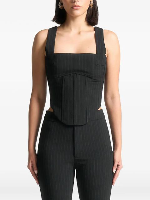 Manière De Voir square-neck pinstripe corset top - Black - zdjęcie produktu nr 2