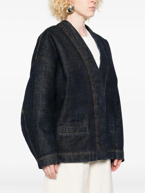 Jacquemus denim contrast-stitching jacket - Blue
