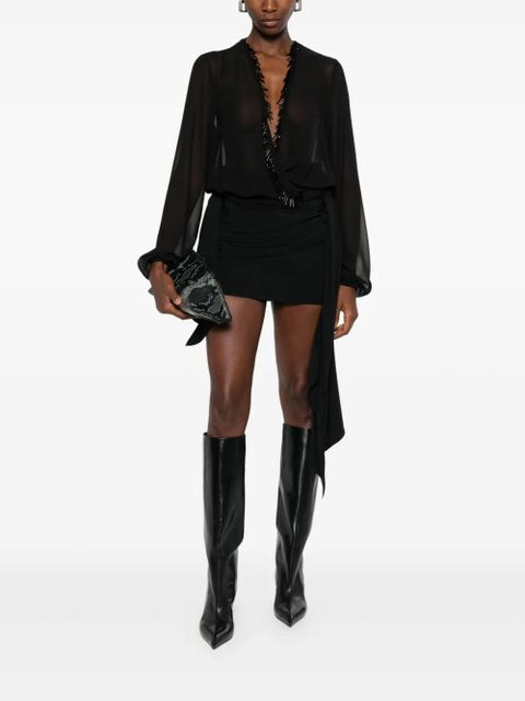 The Attico V-neck fringed blouse - Black - zdjęcie produktu nr 2