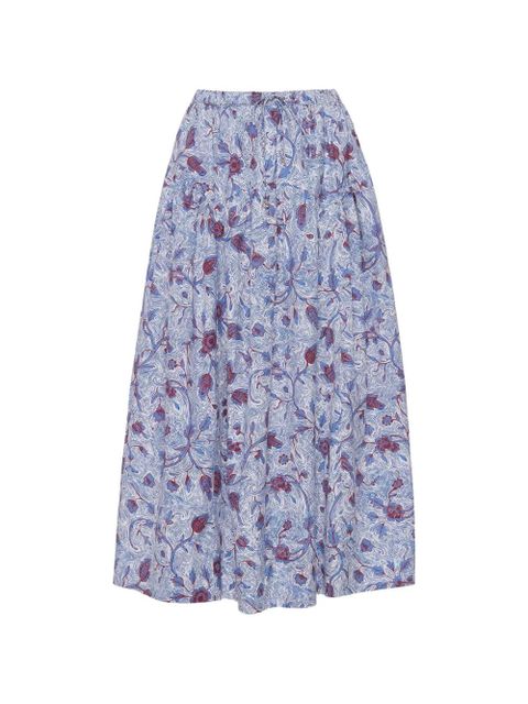 Ulla Johnson Rosen Midi floral-print drawstring skirt - White - zdjęcie produktu nr 1