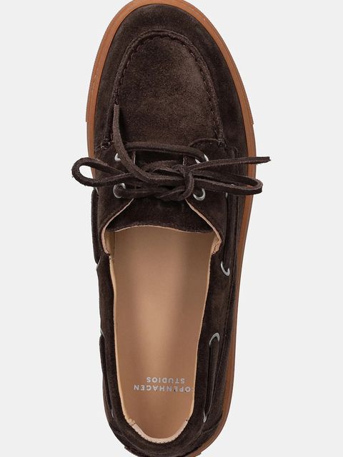 Copenhagen mokasyny zamszowe CPH160 damskie kolor brązowy na płaskim obcasie CPH160