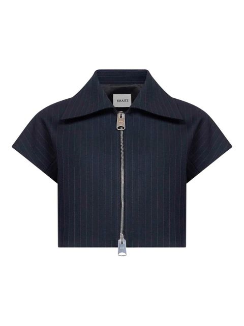 KHAITE zip-up wide-collar shirt - Blue - zdjęcie produktu nr 1