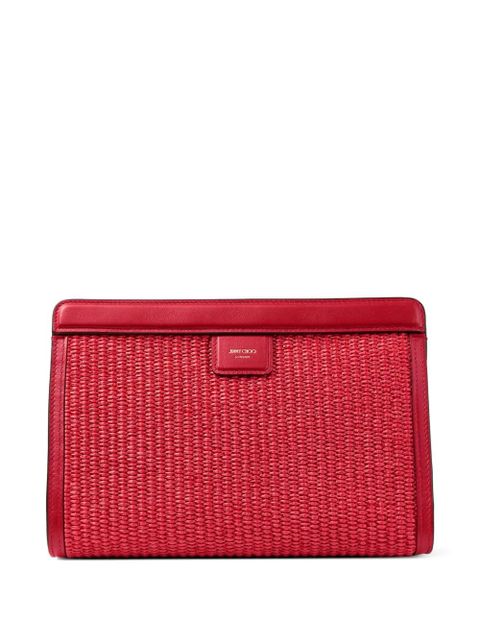 Jimmy Choo Avenue London raffia clutch bag - Red - zdjęcie produktu nr 2