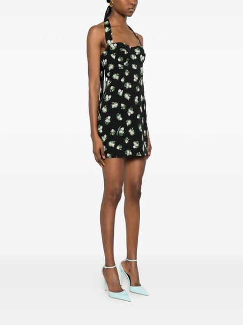 Dolce & Gabbana halterneck floral mini dress - Black