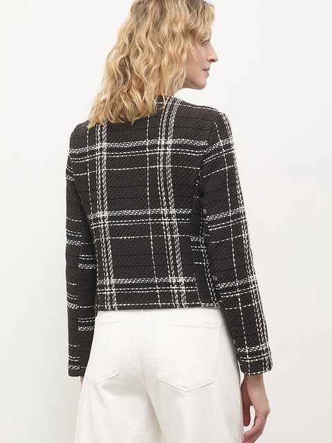 Answear.LAB marynarka kolor brązowy jednorzędowa wzorzysta