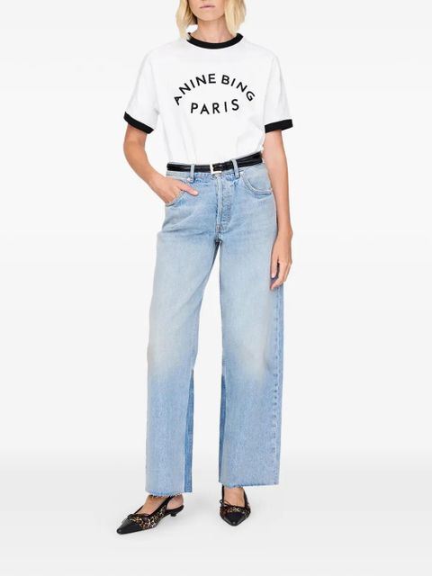 ANINE BING contrast-trim T-shirt - White - zdjęcie produktu nr 2