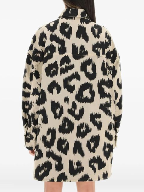 The Attico leopard-print denim jacket - Neutrals