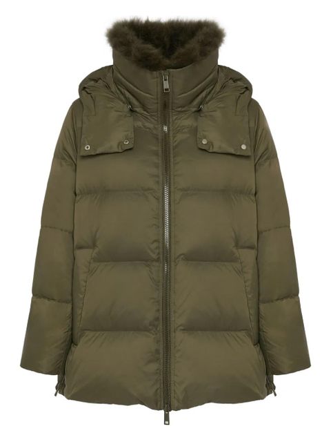 Yves Salomon lambswool-collar down jacket - Green - zdjęcie produktu nr 1