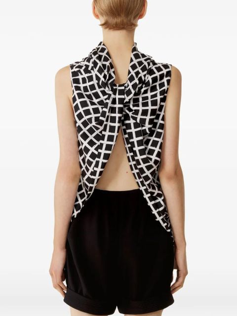 Lanvin check-pattern sleeveless top - Black