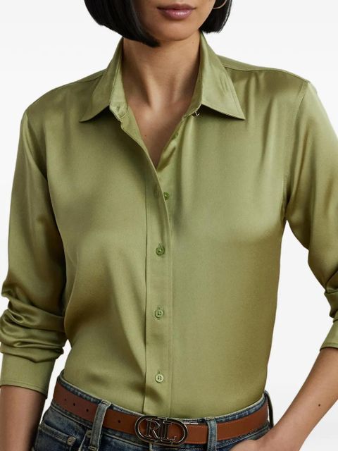 Lauren Ralph Lauren satin-finish long-sleeve shirt - Green