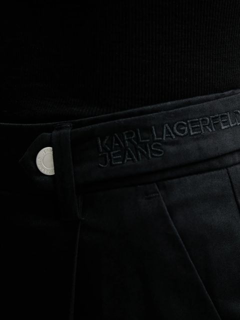 Karl Lagerfeld Jeans spodnie bawełniane damskie kolor czarny szerokie high waist B1W10086