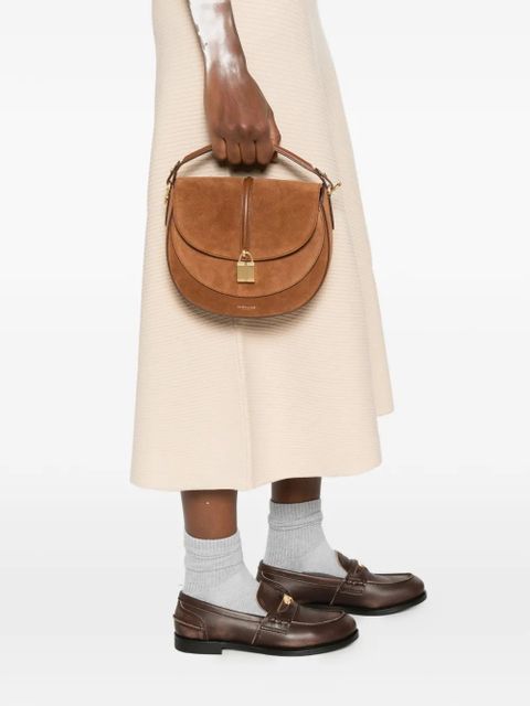 DeMellier Siena padlock suede cross body bag - Brown